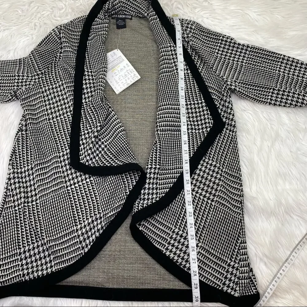 Nina Leonard Waterfall Cardigan Black Size‎ M QVC